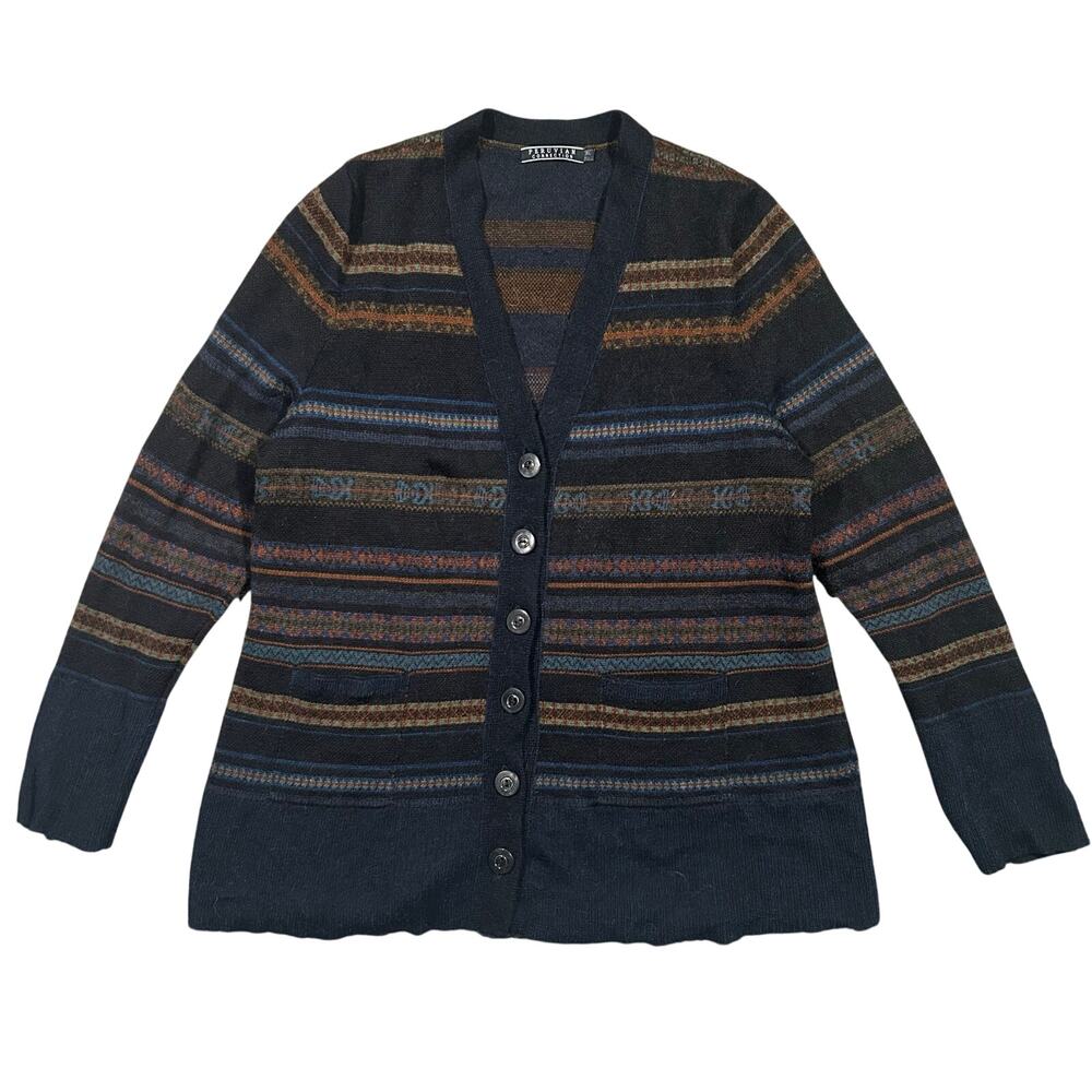 Peruvian Connection Alpaca Wool Cardigan Women’s XL Sweater Striped